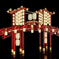 New Chinese style ancient building archway Guochao Guofeng block night market entrance and exit Meichen archway scenic spot gate tower scenic spot gate Guofeng entrance and exit market night city entrance and exit 3d model