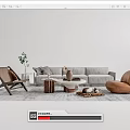 Modern sofa coffee table combination 3d model