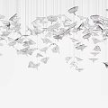 White and Purple Fish Shaped Chandelier with Hanging Decorative Elements in Unique Design