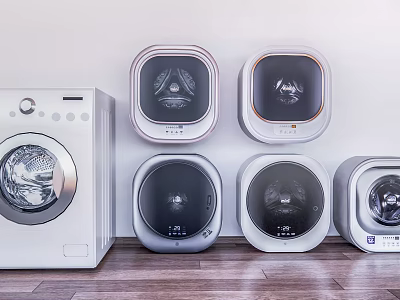 Modern Washing Machines With Various Styles And Circular Front Design For Home Use 3d model