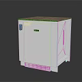 Functional Modern White Electrical Cabinet With Brown Countertop And Bottom Ventilation