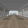 Bright Fitness Studio With Yoga Mats Exercise Balls Mirrors And Large Windows