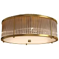 Elegant Modern Ceiling Light With Gold Frame Striped Design And Crystal Shade 3d model