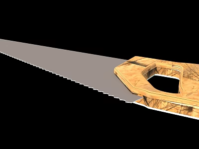 Hand Saw With Sharp Metal Blade And Ergonomic Wooden Handle Structure 3d model