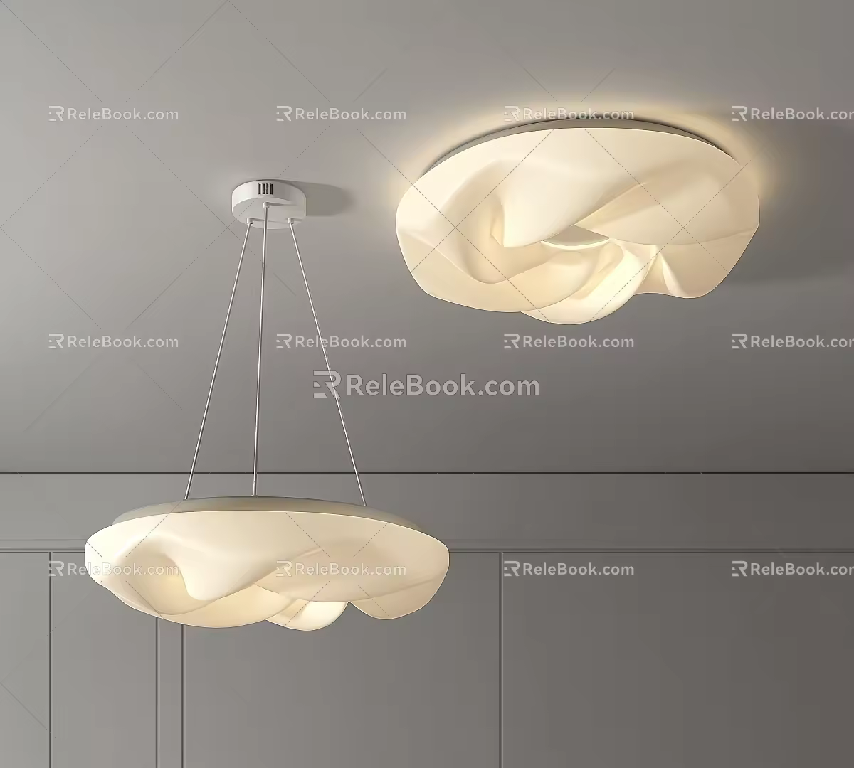Modern lamp combination cream chandelier ceiling lamp 3d model
