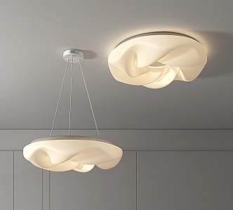 Modern lamp combination cream chandelier ceiling lamp 3d model