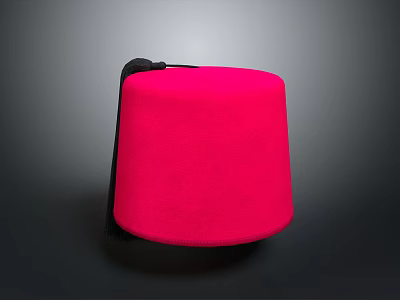 Stylish Red Fashionable Hat with Black Band Around Edge Modern Design Accessory 3d model