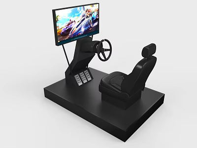 Interactive Entertainment Appliance Driving Simulator With Steering Wheel Seat Control Panel And Screen 3d model