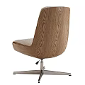 Modern Office Chair With Wooden Frame Light Fabric Upholstery And Swivel Base Design