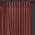 Elegant White Window Curtains With Dark Accent Panels And Pleated Design 3d model