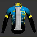 Blue Yellow Black Cycling Jersey With Long Sleeve Zipper Design And TEAM NANA Sponsor Logos