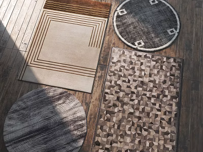 Elegant Round Rugs With Geometric Patterns And Textured Surfaces For Home Floor Decor 3d model