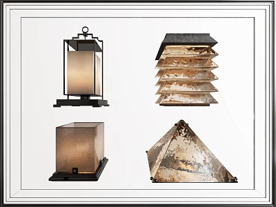 Decorative Modern Outdoor Lights With Various Designs Metal Frames And Glass Shades 3d model