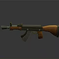 Classic Assault Rifle with Wooden Stock Grip and Metal Barrel Receiver in Modern 3D Render