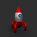 Red And White Rocket Toy With Blue Circular Window And Red Stands