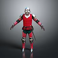 Medieval Weapon Sword With Red And Silver Metallic Armor Design Details