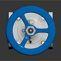 Industrial Gate Valve with Blue Handle Silver Body and Flange Connections for Pipeline Systems