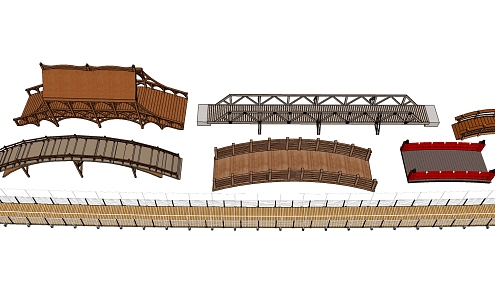 modern bridge wooden bridge trestle bridge 3d model