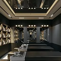 Elegant Modern Beauty Hair Salon Interior With Marble Counters Mirrors And Lighting