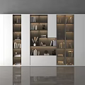 Modern White Bookcase Design With Multiple Compartments Books Decorative Items And Built in Lighting 3d model