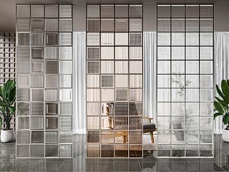 Modern partition glass brick partition 3d model