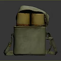 Vintage Green Backpack With Two Yellow Cylindrical Objects And Shoulder Straps