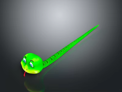 Cartoon Green Snake Character With Holes Body Big Eyes And Red Tongue 3d model