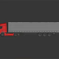 Red Semi Truck With Large Cargo Trailer And Shiny Exterior Design