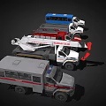 Different Types of Emergency Rescue Vehicles Including Police Car Crane and Fire Truck
