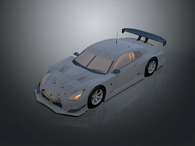 Gray Sports Car With Rear Spoiler And Sleek Design 3d model