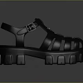 Prada Black Chunky Platform Sandals Featuring Braided Upper And Buckle Strap 3d model