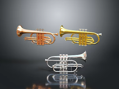 Three Different Colored Metal Home Decor Accessories For Living Room 3d model
