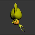 Cute Pink Cartoon Creature Character with Big Ears and Green Trimmed Wings in