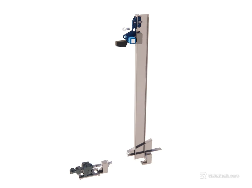 Stainless Steel Mechanical Bracket With Top Blue Component And Bottom Parts 3d model 