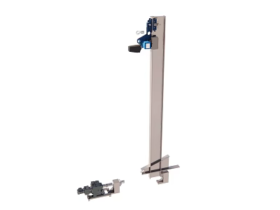 Stainless Steel Mechanical Bracket With Top Blue Component And Bottom Parts 3d model