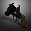 Classic Vintage Revolver With Wooden Grip And Metal Frame Design Details