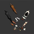 Collection of Various Animal Characters Including Horses Deer Cows Chickens and Ducks