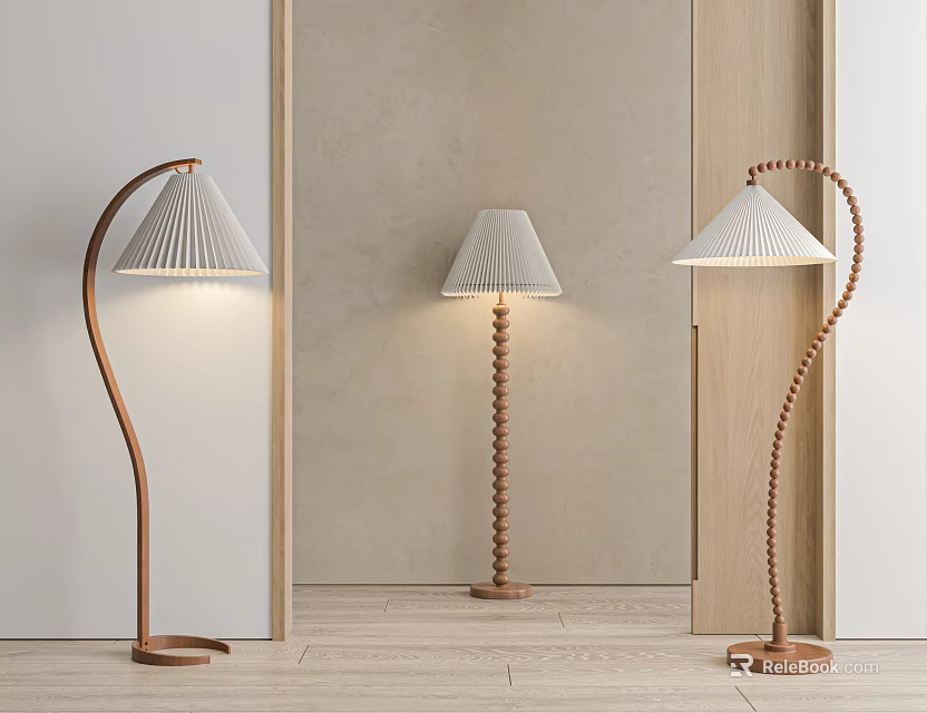 Modern Floor Lamps With Unique Designs In Interior Space 3d model