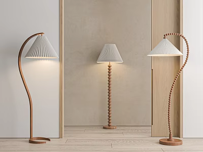 Modern Floor Lamps With Unique Designs In Interior Space 3d model