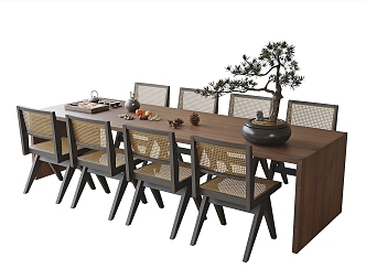 Modern Dining Table and Chair Combination Dining Chair Single Chair 3d model