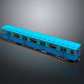 Blue Train Model Single Carriage With Windows And Doors On Dark Background With Reflection