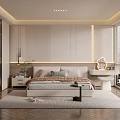 Modern Bedroom Interior Design With Comfortable Bed Nightstand Dressing Table And Window Blinds 3d model