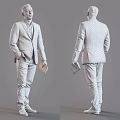 Man In Green Suit Jacket Holding Notebook From Front And Back Views 3d model