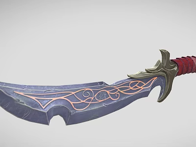 Fantasy Decorative Sword Weapon With Intricate Patterns Red Hilt And Metallic Accents 3d model