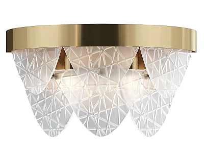 Decorative Modern Brass Ceiling Light With Geometric Patterned Glass Shades 3d model
