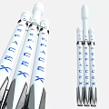 SpaceX Rocket Fleet Featuring White Body Blue Lettering And Multiple Boosters Design 3d model