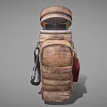 Brown Leather Backpack With Zipper And Red Cross First Aid Kit 3d model
