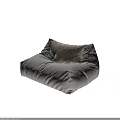 Beige Bean Bag Chair With Textured Fabric And Decorative Patterned Pillow 3d model