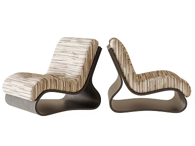 Modern Textured Fabric Upholstered Leisure Chairs With Sleek Curved Metal Base For Cozy Living Room 3d model