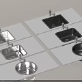 Modern Stainless Steel Kitchen Sinks With Faucet Single and Double Bowl on White Countertops
